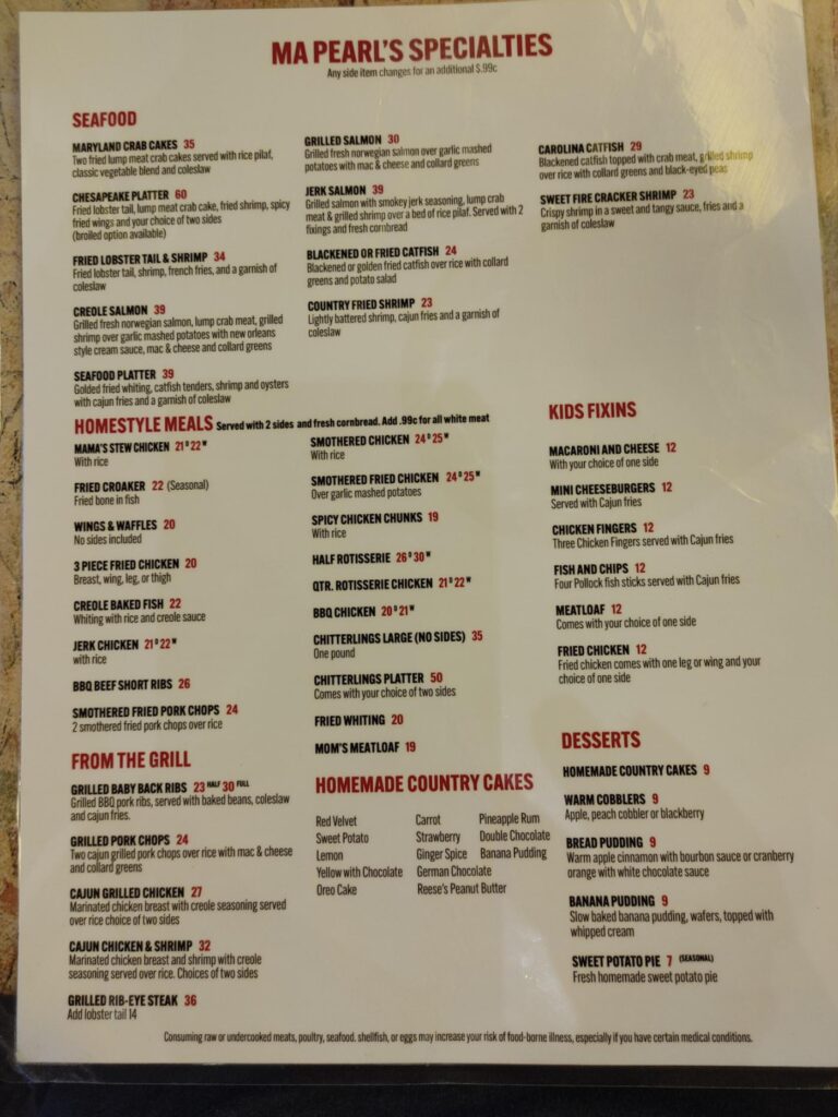 Carolina Kitchen Bar & Grill Menu 1