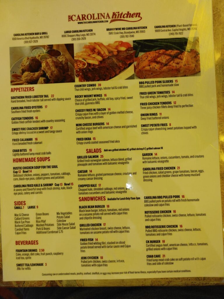 Carolina Kitchen Bar & Grill Menu 3